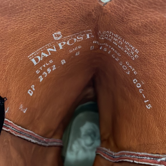 Dan Post Leather Western Boots Black Cherry Size 8D Teju Lizard - Picture 8 of 8